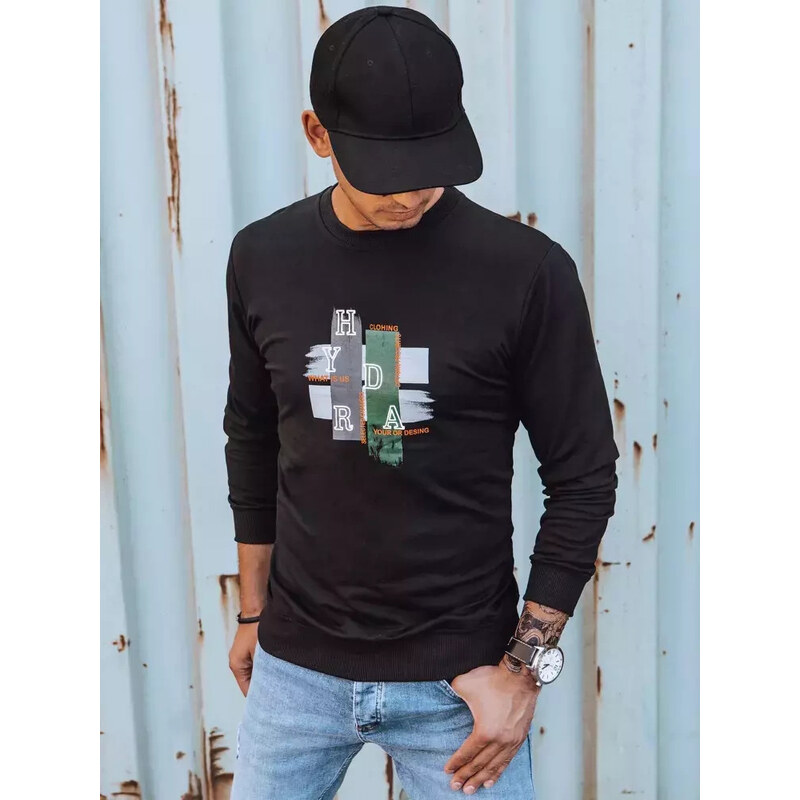 Pánská mikina s potiskem černá FashionStreet BX5352