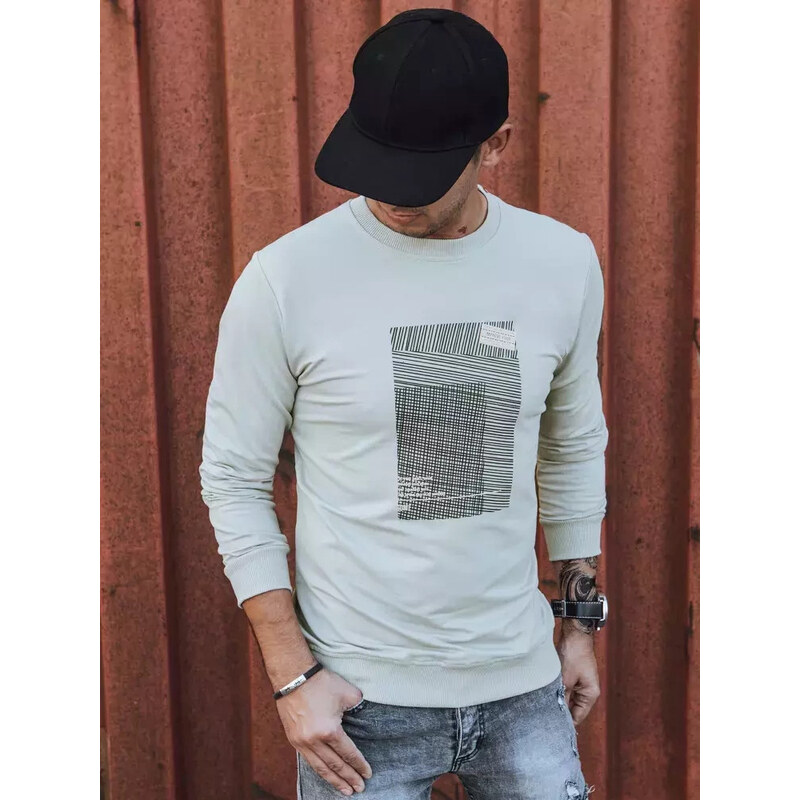 Pánská béžová mikina s potiskem FashionStreet BX5355