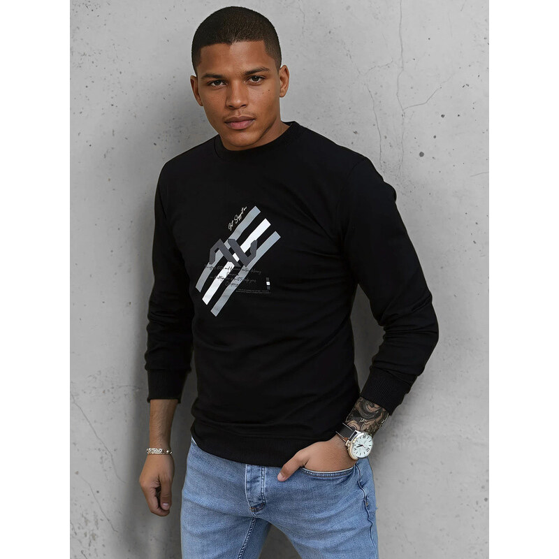 Pánská mikina s potiskem černá FashionStreet BX5364