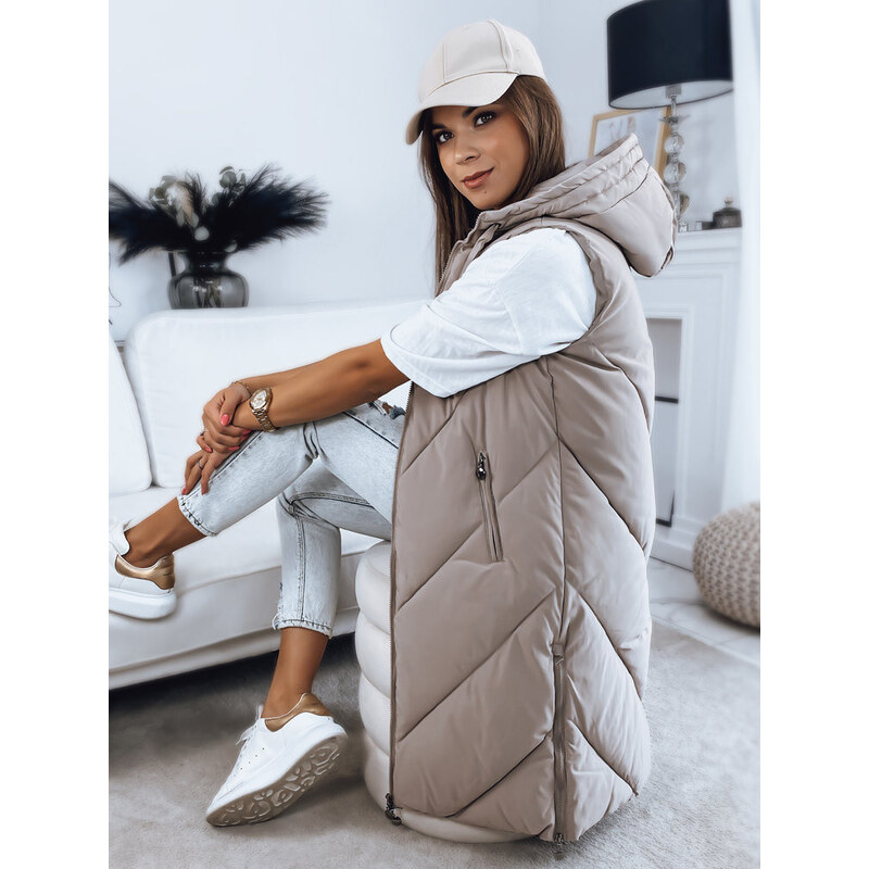 Dámská prošívaná vesta ZIPIS béžová FashionStreet TY3216