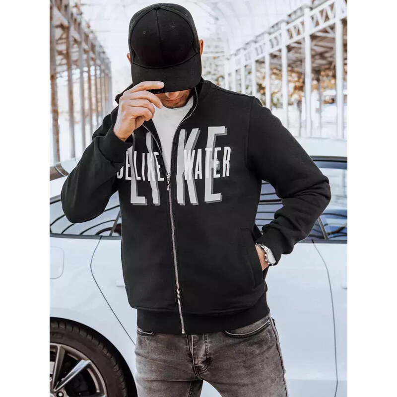 Pánská mikina na zip s potiskem černá FashionStreet BX5413