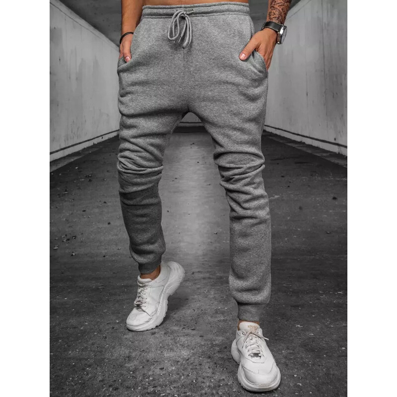 Světle šedé pánské kalhoty FashionStreet UX3890