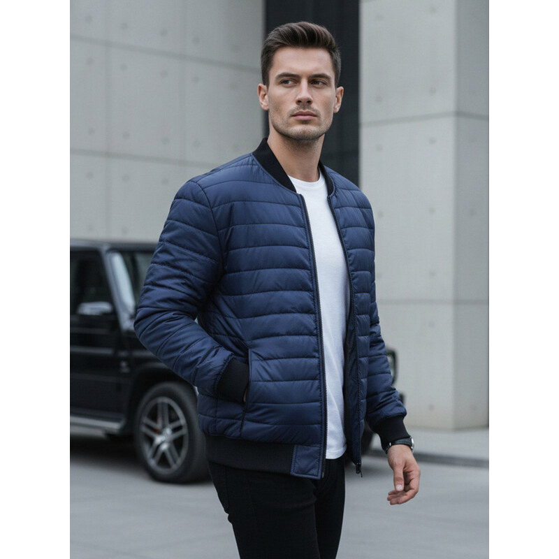 Pánská prošívaná bunda bomber tmavě modrá Dstreet model 21968706