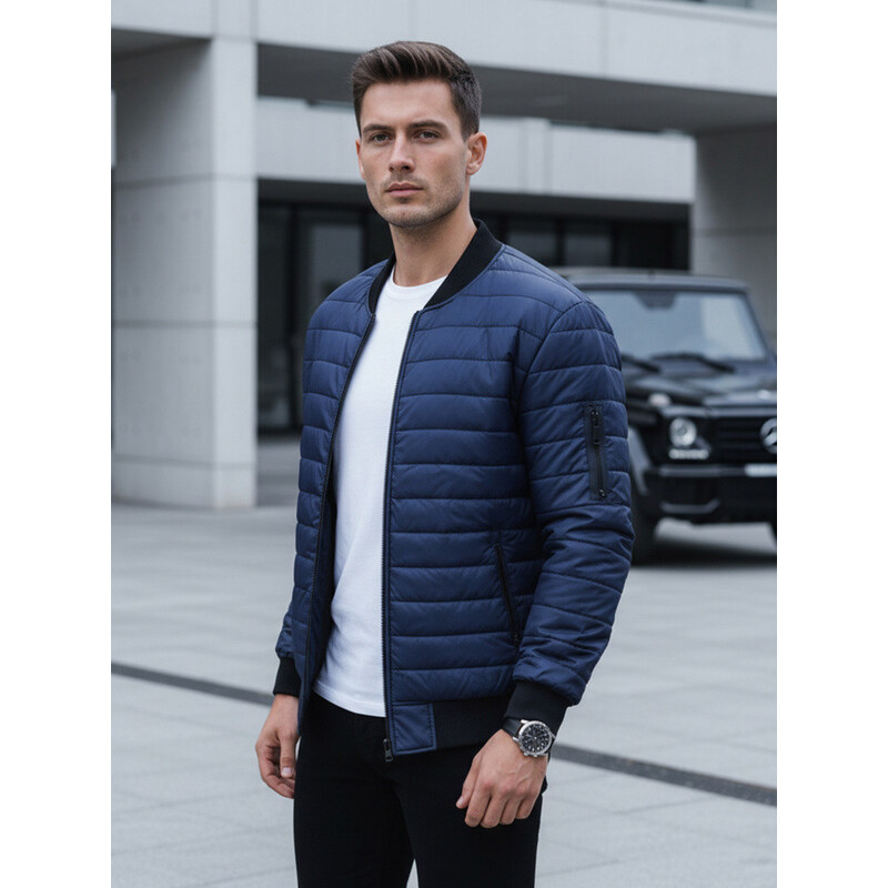 Pánská prošívaná bunda bomber navy blue FashionStreet TX4419