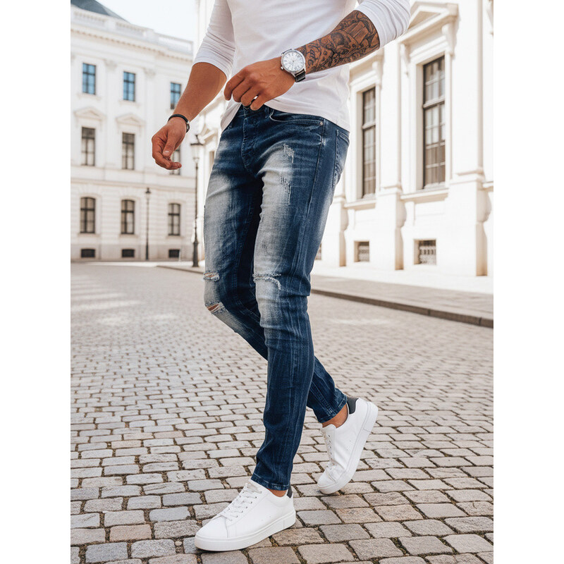 Pánské tmavě modré džínové kalhoty FashionStreet UX3993