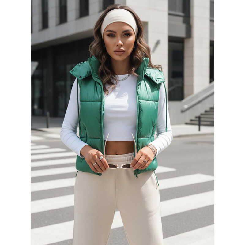Dámská prošívaná vesta OSHE zelená FashionStreet TY3702