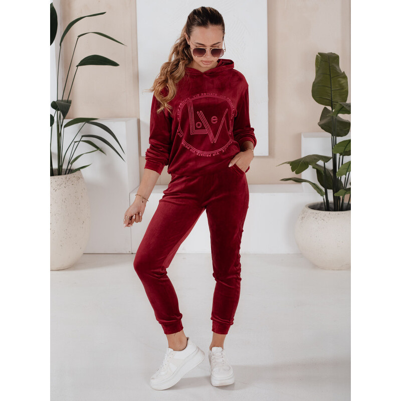 VIP PRIVATE dámská velurová souprava vínová FashionStreet AY0869
