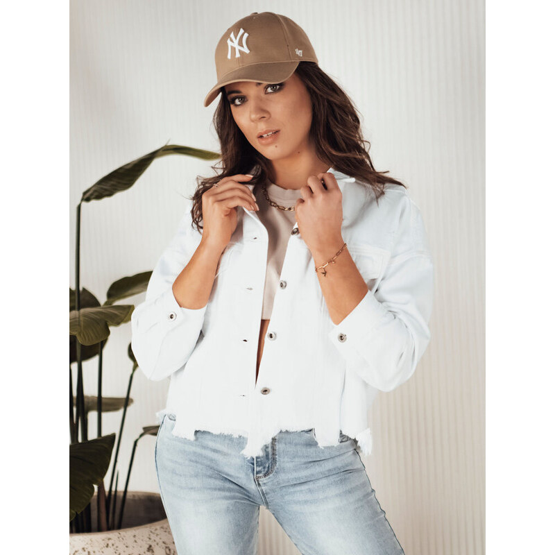 Dámská oversize džínová bunda MOLI bílá FashionStreet TY4131
