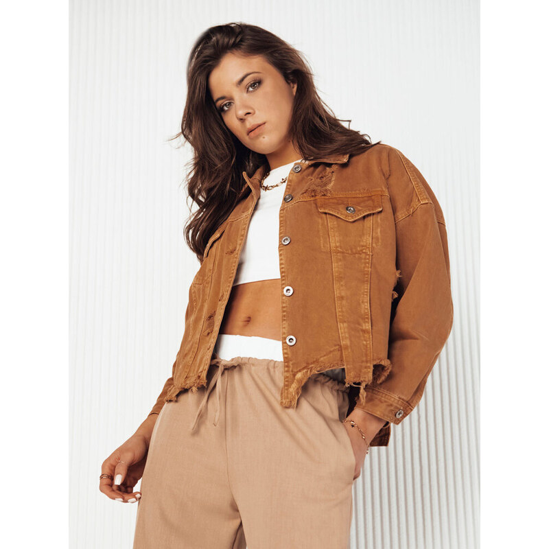 Dámská oversize džínová bunda MOLI camel FashionStreet TY4130