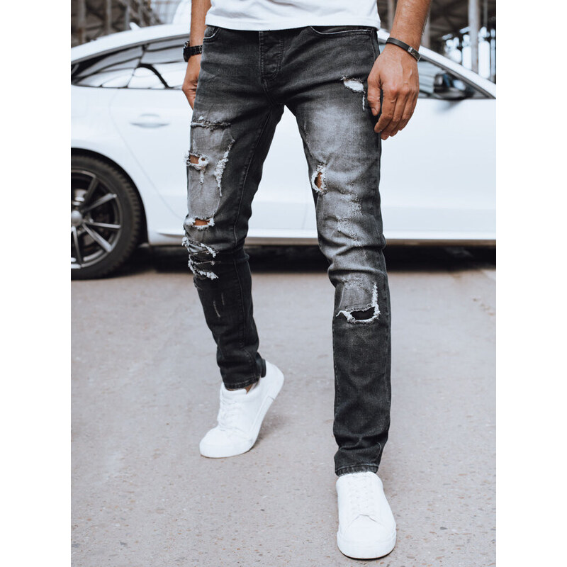 Pánské černé džínové kalhoty FashionStreet UX4223