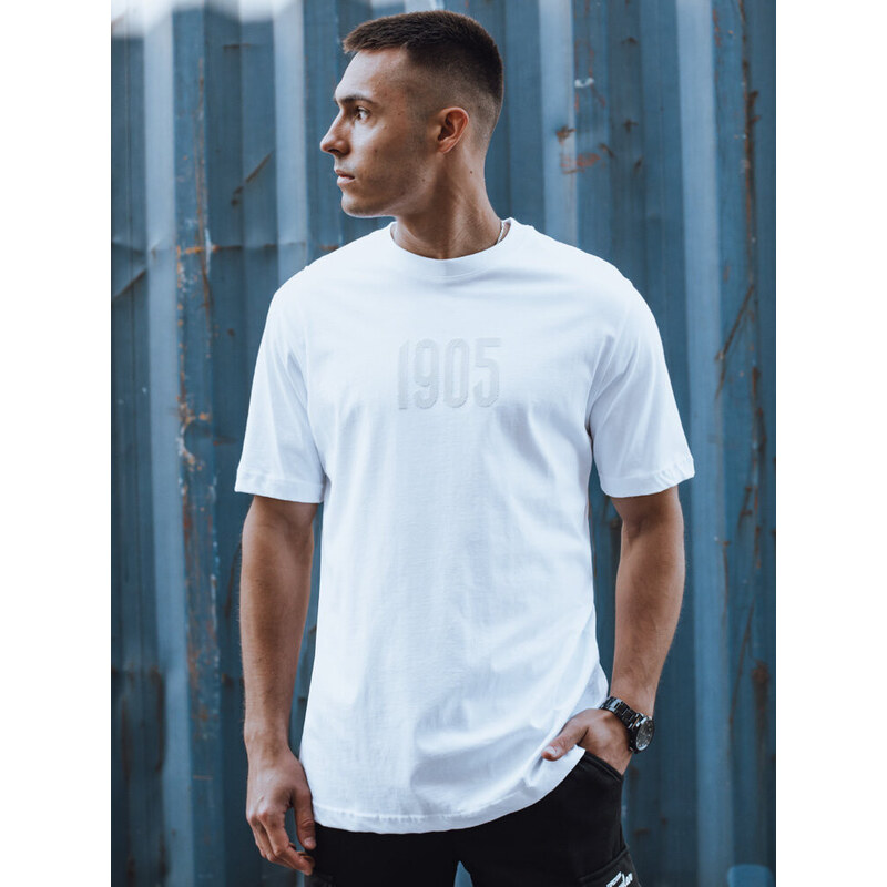 Pánské bavlněné tričko s potiskem bílé FashionStreet RX5519