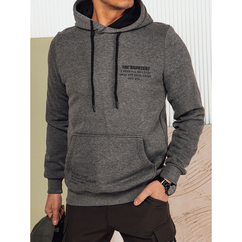 Pánská antracitová mikina s kapucí FashionStreet BX5694