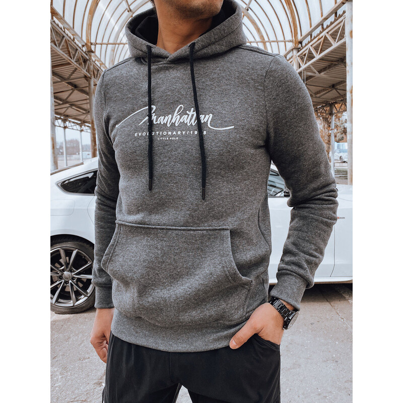 Pánská antracitová mikina s kapucí FashionStreet BX5705