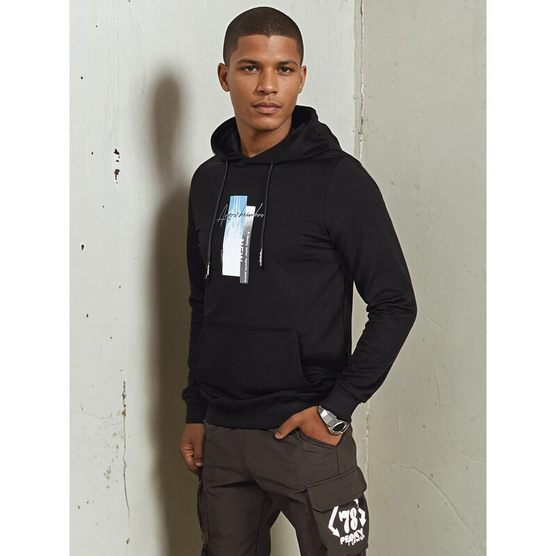 Pánská mikina s kapucí černá FashionStreet BX5725