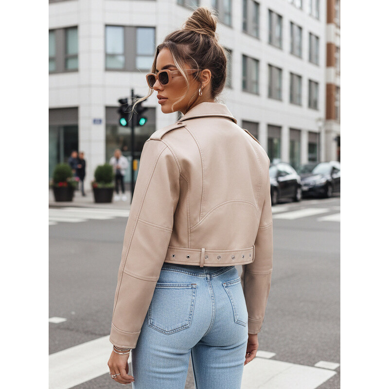 Dámská kožená bunda beige Dstreet model 21976903 - FashionStreet