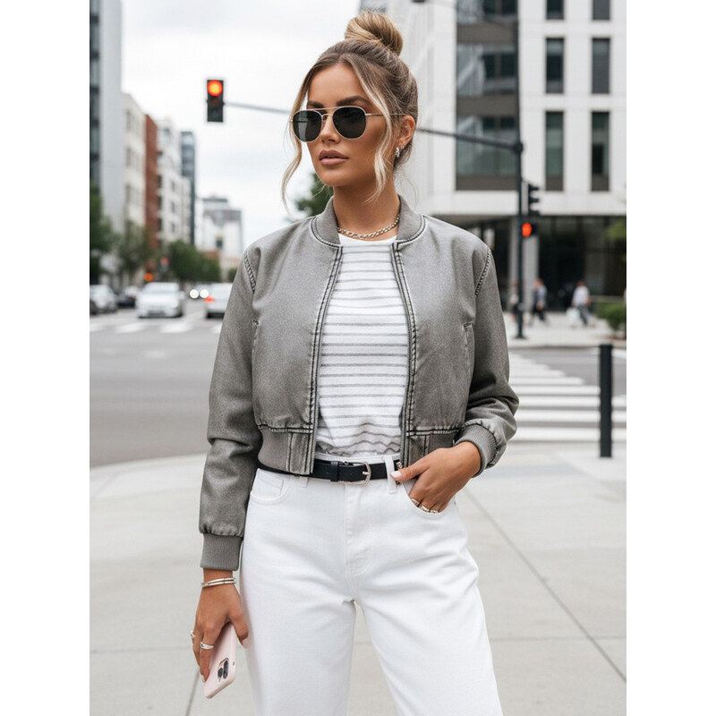 Dámská kožená bunda SANTOL šedá FashionStreet TY4340 113427153