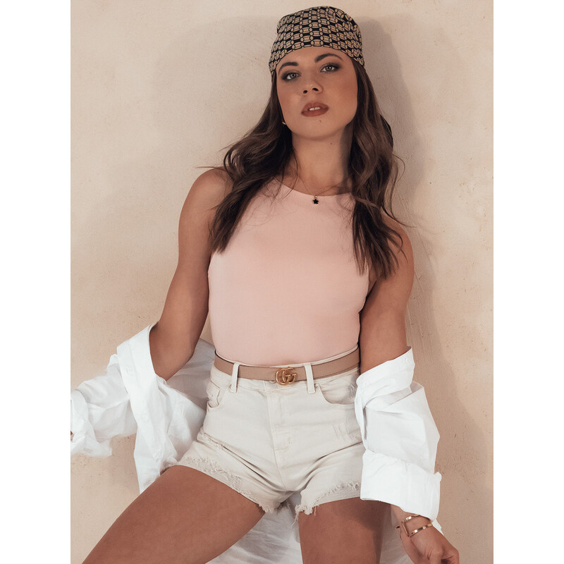 Dámské džínové šortky POPGLAM light beige FashionStreet SY0384 113427205