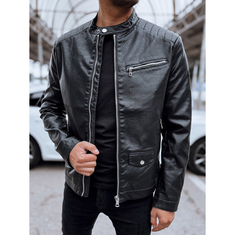Pánská kožená bunda černá FashionStreet TX4711