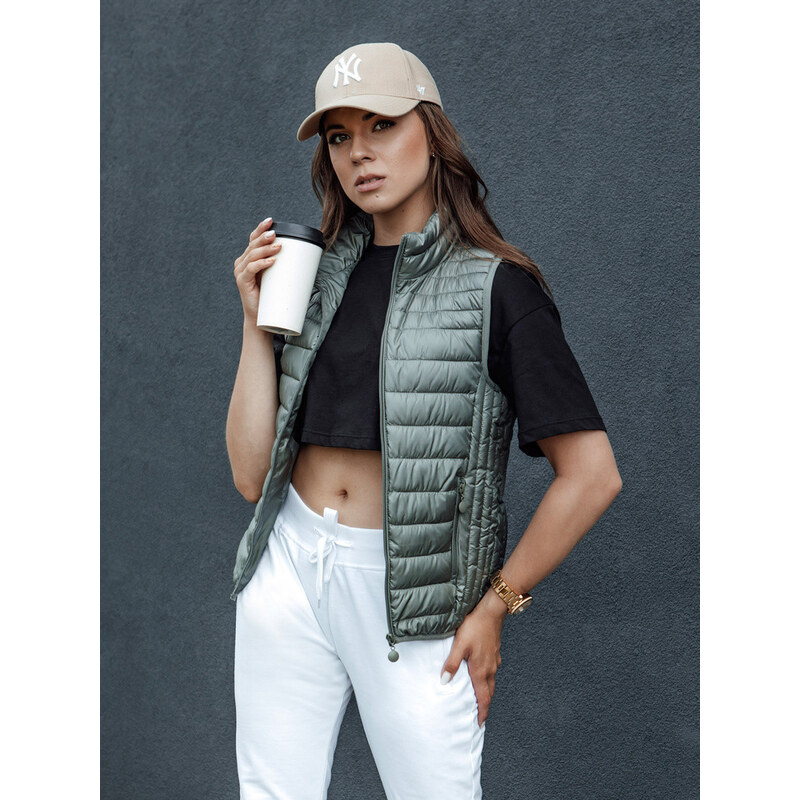 Dámská prošívaná vesta se stojáčkem STYLISHZ zelená