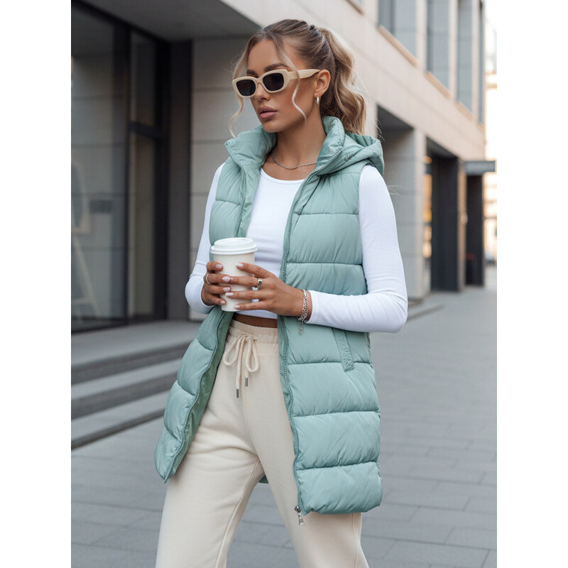 Dámská prošívaná vesta s kapucí BRITA mint FashionStreet TY4511