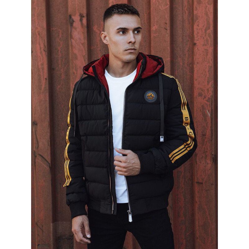 Pánská prošívaná zimní bunda s kapucí černá FashionStreet TX4863