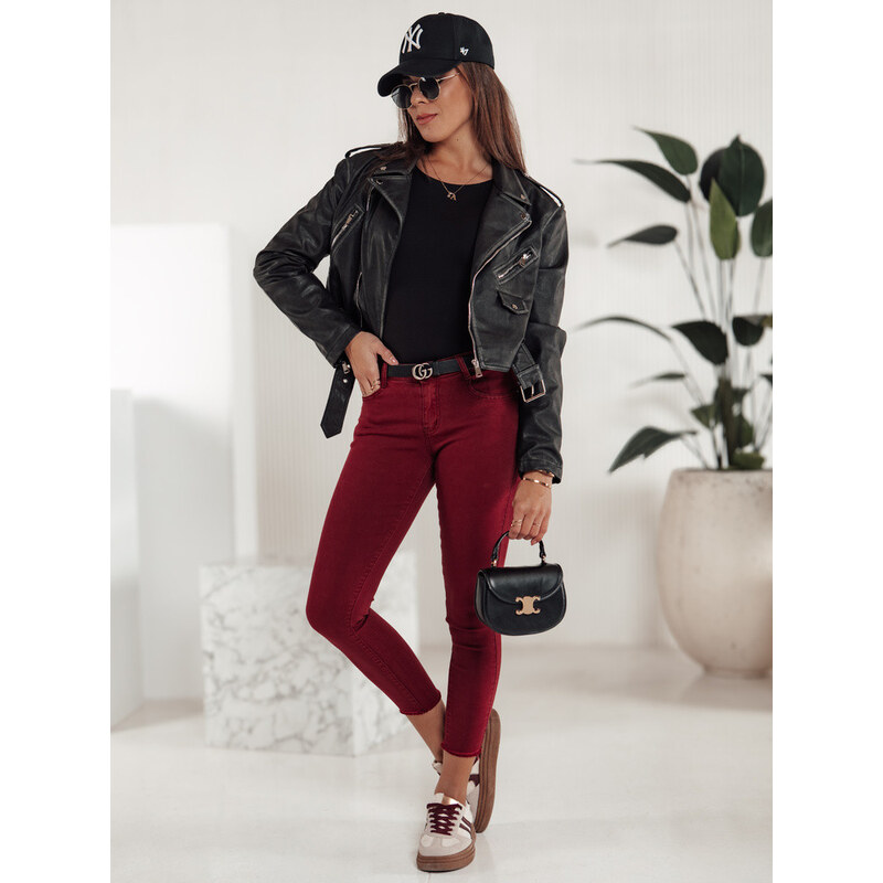 Dámské skinny džíny BRITTNIX vínové FashionStreet UY2222