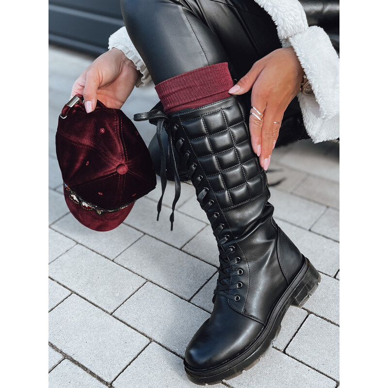 JINOVA dámské prošívané černé boty FashionStreet ZY0504
