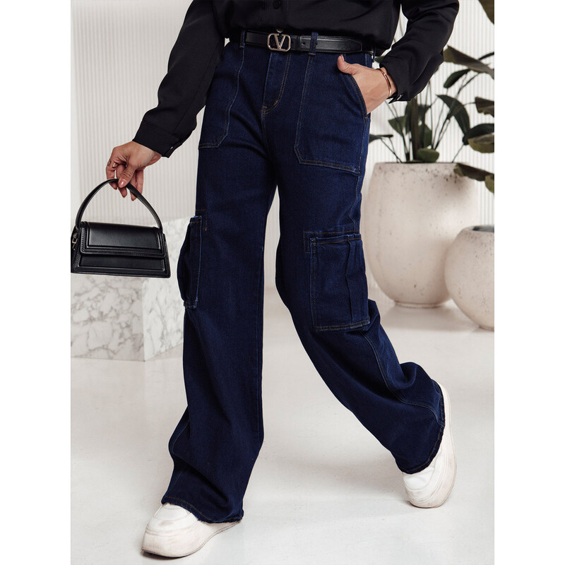 Dámské kalhoty FITZONE denim cargo tmavě modré FashionStreet