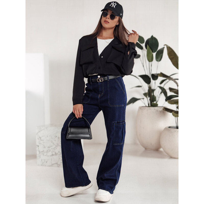 Dámské kalhoty denim cargo tmavě modré Dstreet model 21981530 -