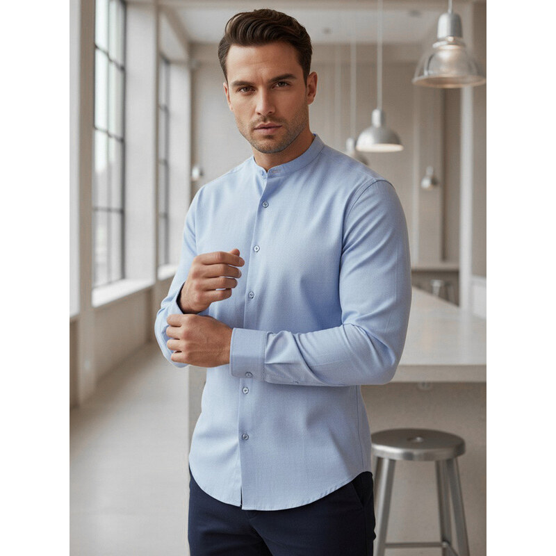 Pánská košile SLIM FIT se stojáčkem modrá Dstreet model 21981662