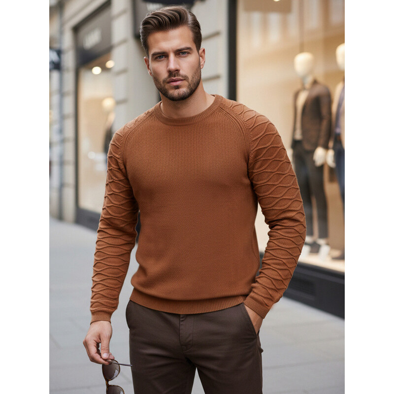 FashionStreet Pánský velbloudí svetr WX2289