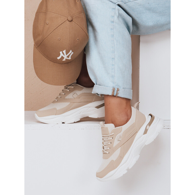 Dámské tenisky na platformě beige Dstreet model 21983193 -