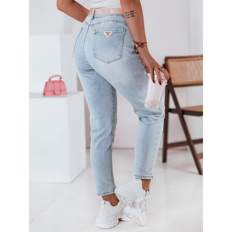 Dámské džínové kalhoty slim fit s páskem Dstreet model 21983357