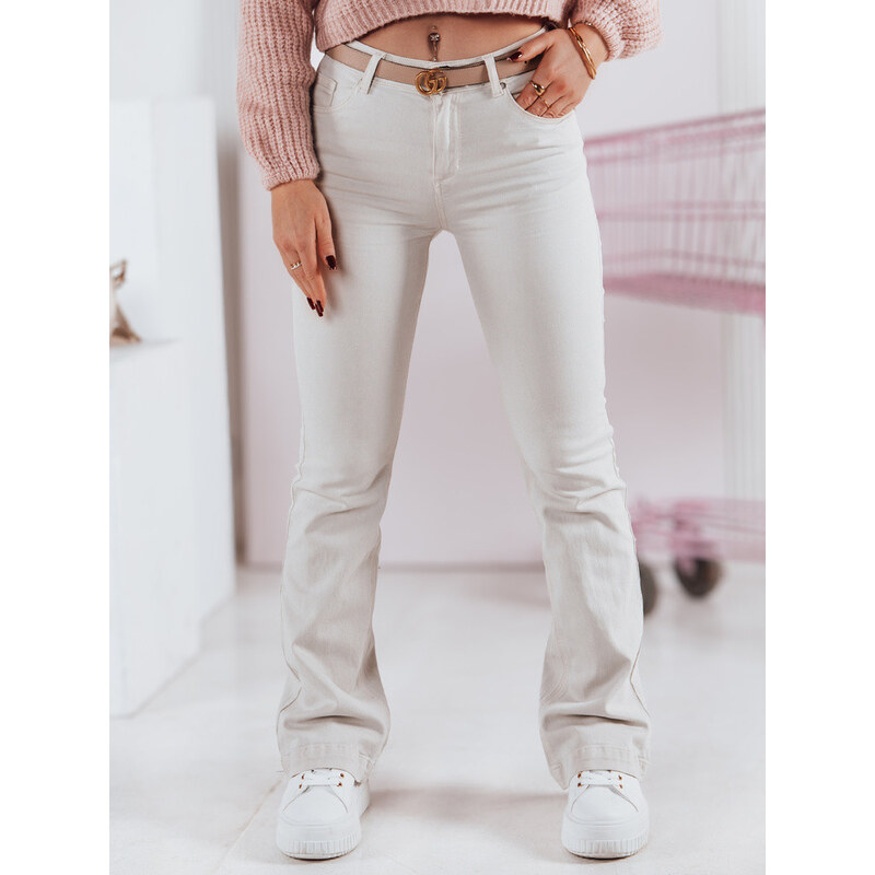 Dámské džínové kalhoty FLAREJOY light beige FashionStreet UY2367
