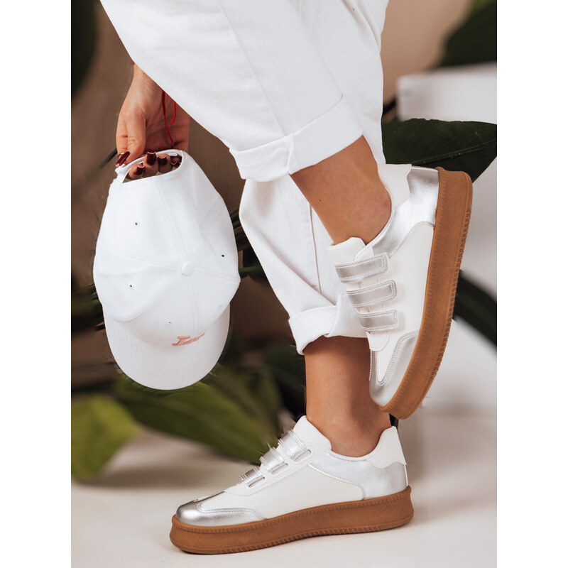 Dámské tenisky na suchý zip SOLEFIT silver FashionStreet ZY0633