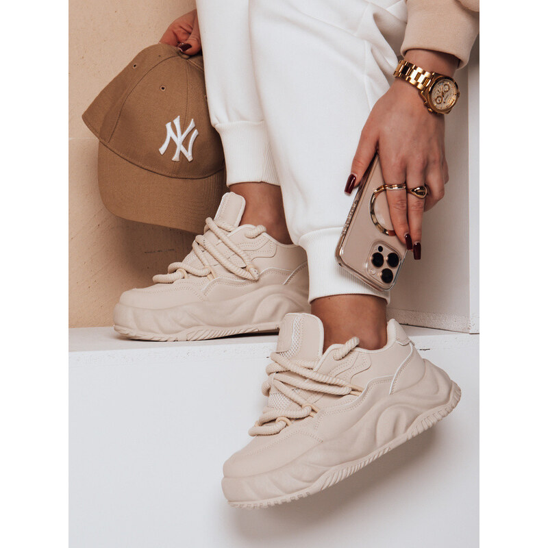 Dámské tenisky na platformě beige Dstreet model 21984028 -