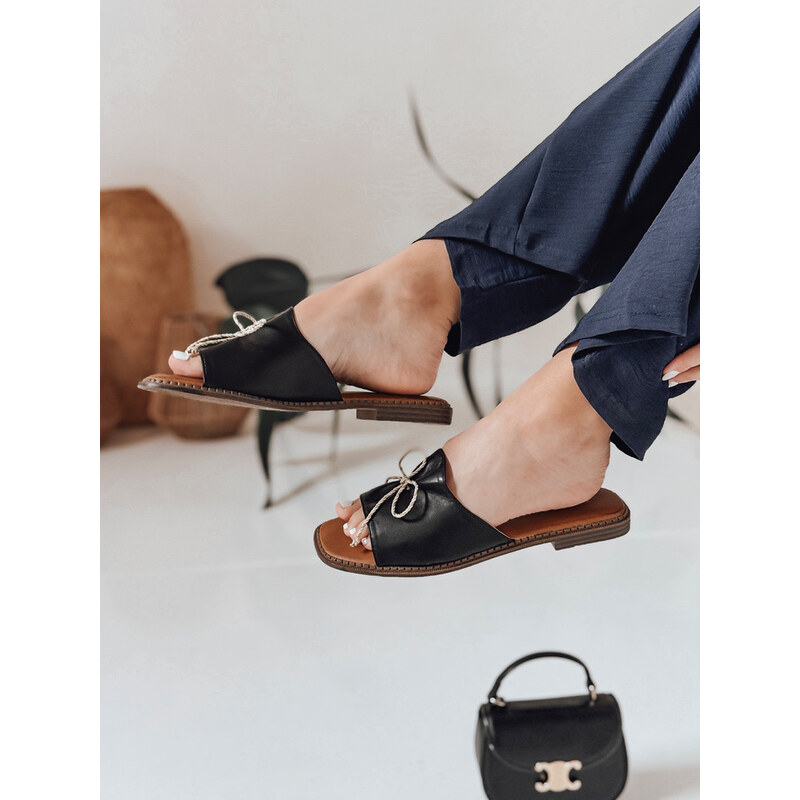 Dámské žabky s mašlí KISSBOW black FashionStreet ZY0756