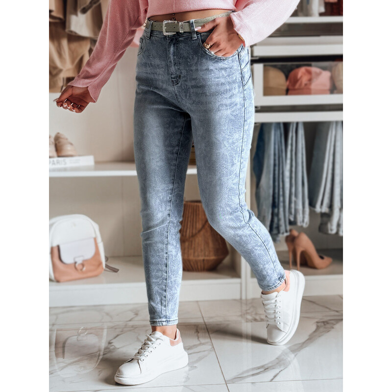 Dámské džínové kalhoty slim fit s páskem BOTANIDA modrá