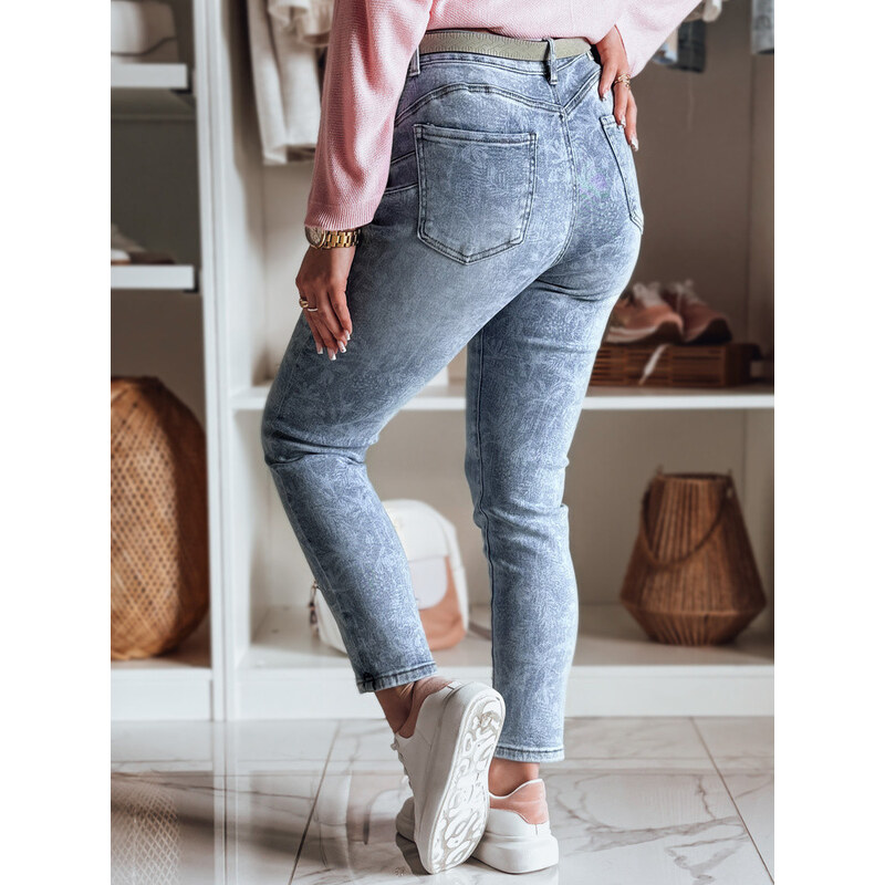 Dámské džínové kalhoty slim fit s páskem blue Dstreet model