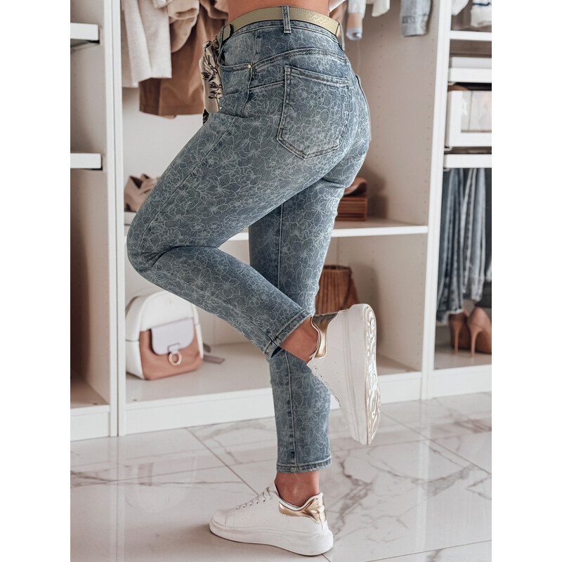 Dámské džínové kalhoty slim fit s páskem blue Dstreet model