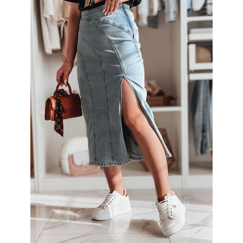 Džínová midi sukně s rozparkem MORETES modrá FashionStreet