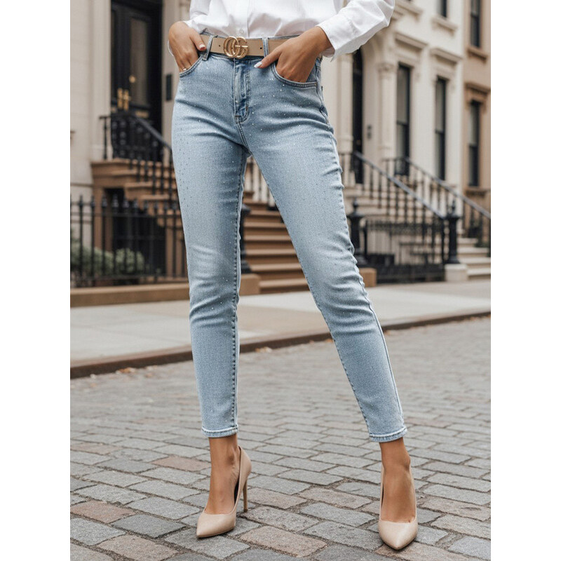 Dámské džínové kalhoty slim fit SPARKLI blue FashionStreet