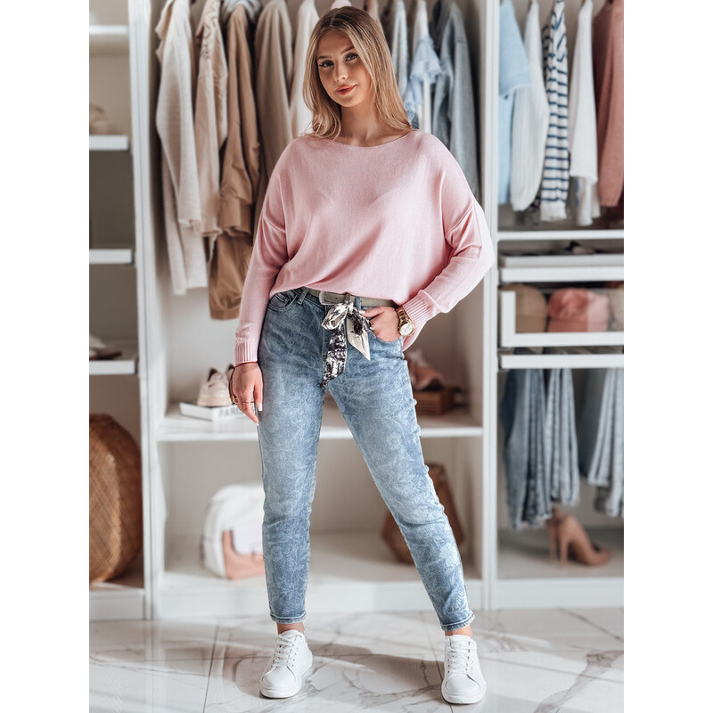Dámské džínové kalhoty slim fit s páskem blue Dstreet model