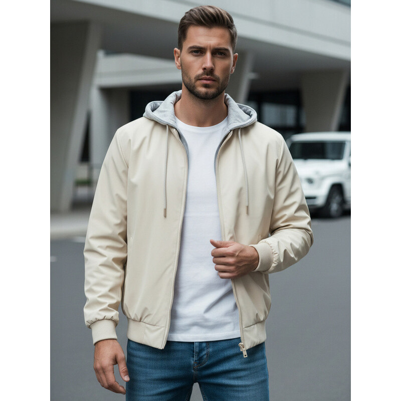 Pánská bunda bomber s kapucí bílá FashionStreet TX5020