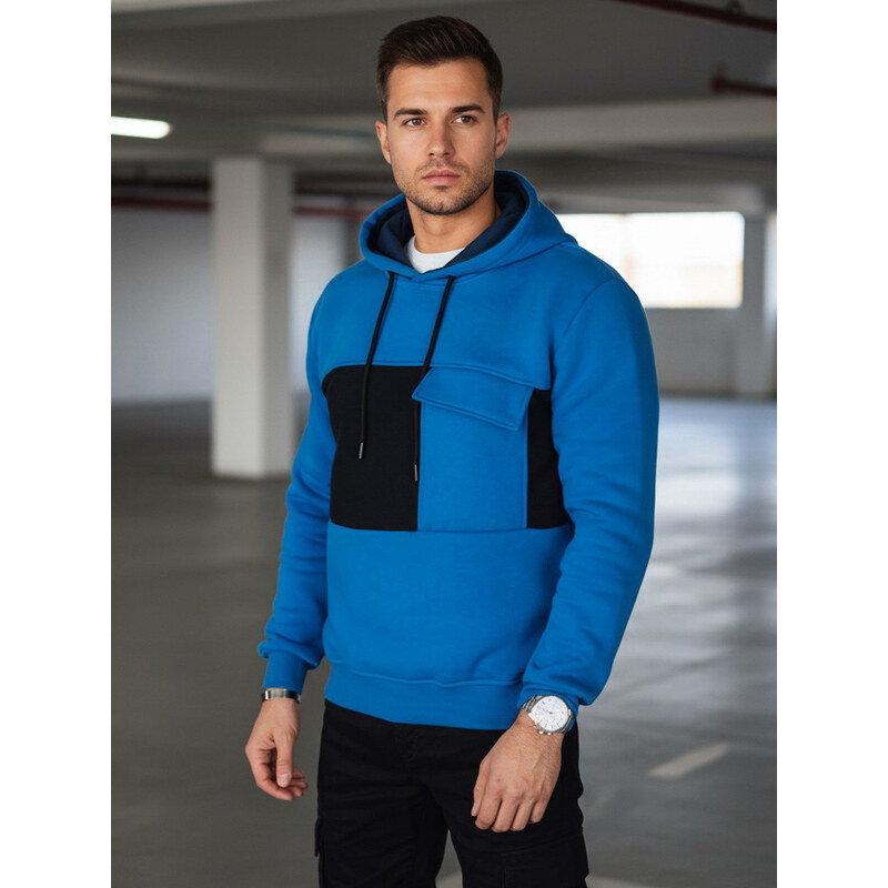 Pánská modrá mikina s kapucí FashionStreet BX5912