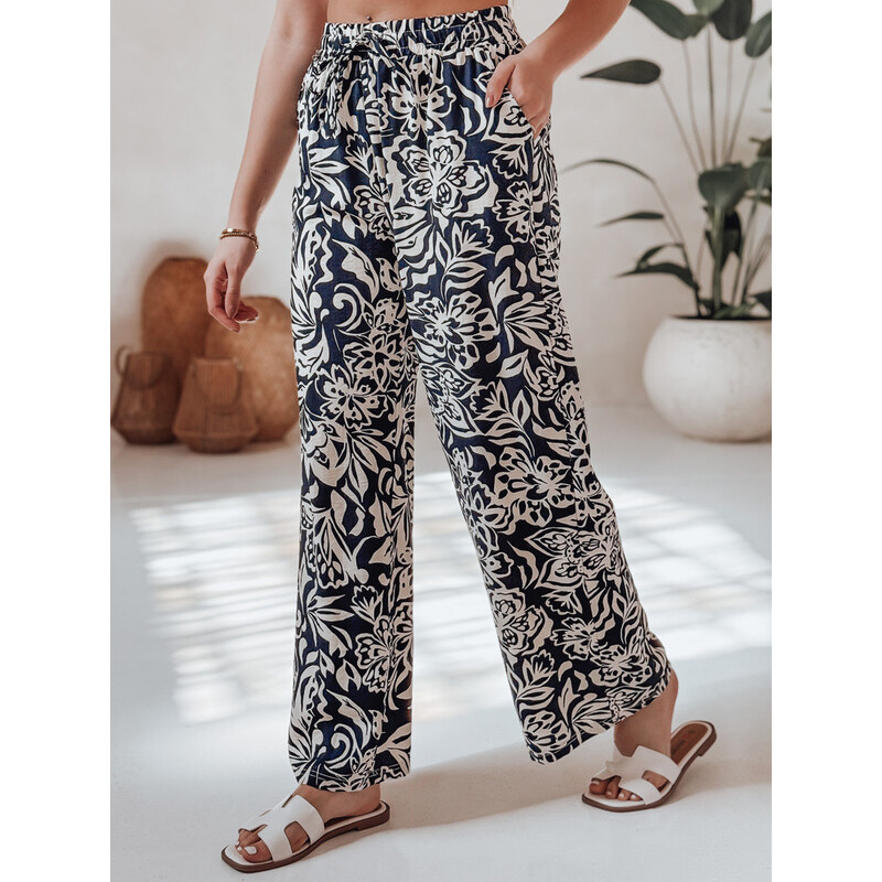 Dámské kalhoty ze široké látky TROPICAL SUN navy blue FashionStreet 113510921