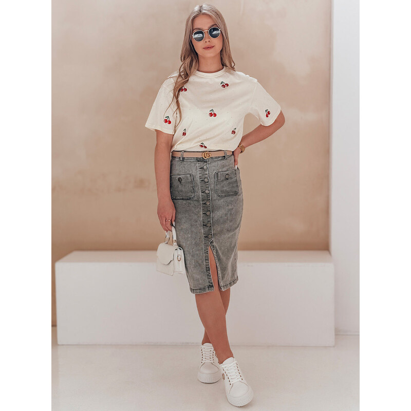 Džínová midi sukně GUZIKOVA šedá FashionStreet CY0510 113427849