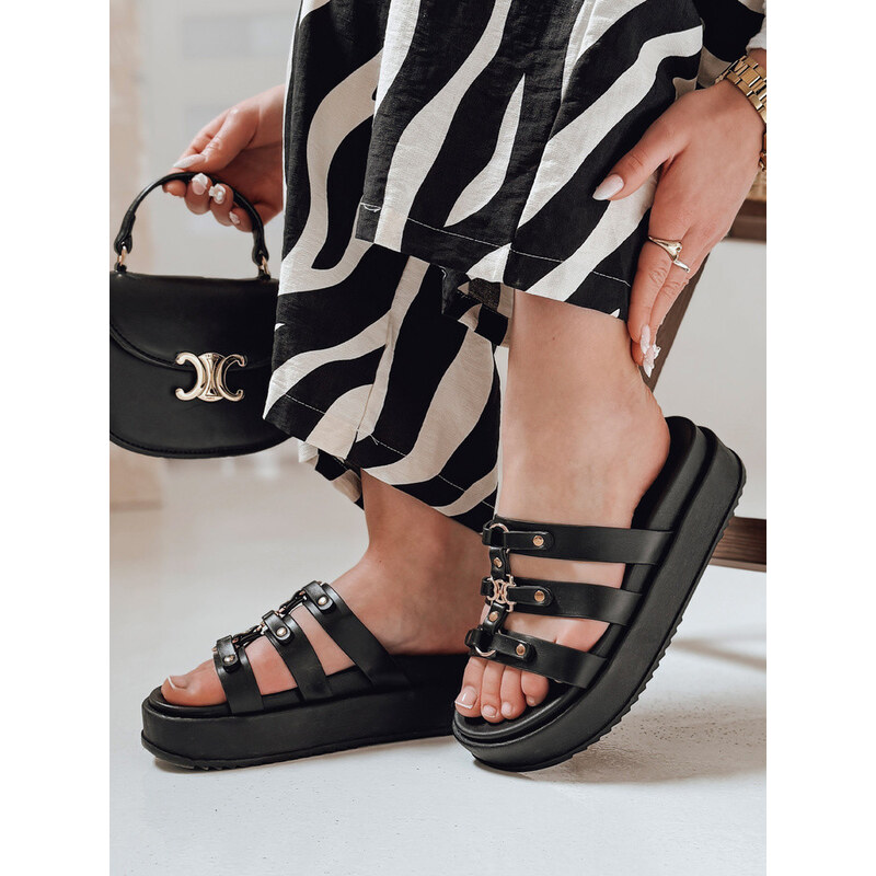 Dámské žabky na platformě PLATOFI black FashionStreet ZY0879