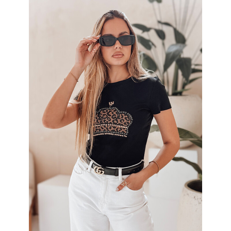 Dámské tričko s korunkou BLINGESSO černé FashionStreet RY2877