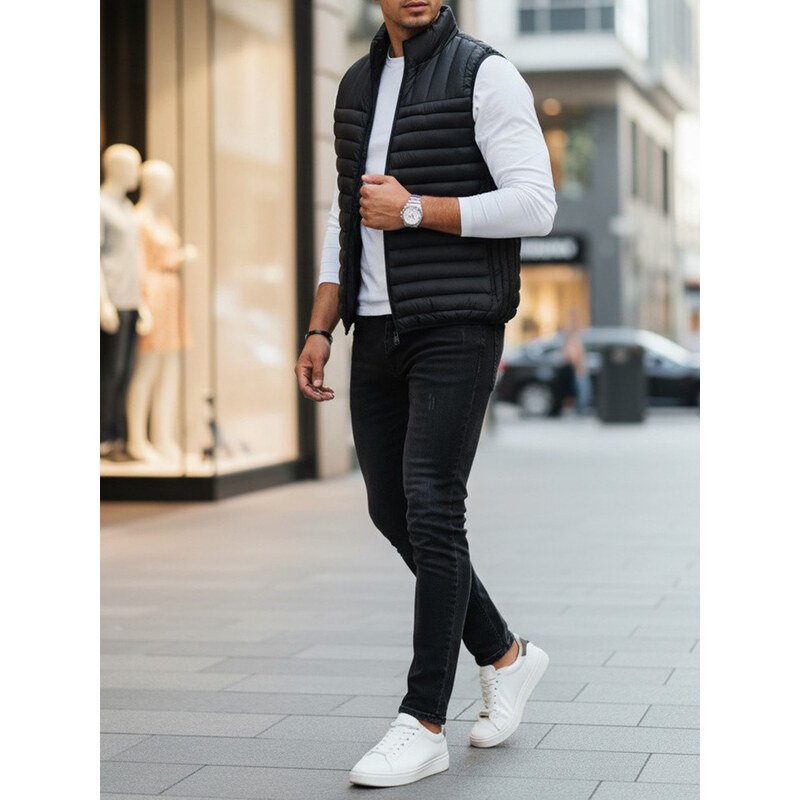 Pánská prošívaná vesta černá Dstreet model 21991586 -